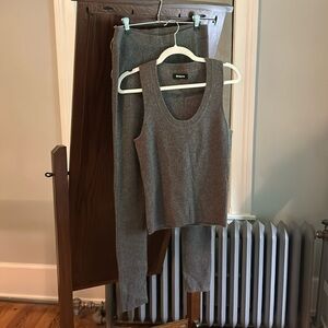 Naadam ribbed cashmere knit SET, small pants, medium top.